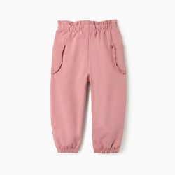 CROCHET DETAIL PANTS FOR BABY GIRL, PINK