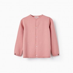 GIRL'S KNITTED JACKET, LIGHT PINK