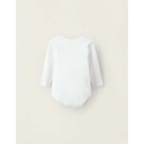 PACK 4 COTTON BODYSUITS FOR NEWBORN AND BABY, WHITE