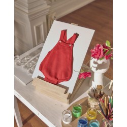 COTTON KNIT JUMPSUIT FOR NEWBORN, RED