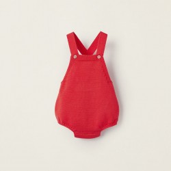 COTTON KNIT JUMPSUIT FOR NEWBORN, RED