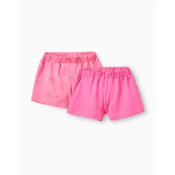 2 BABY GIRL COTTON JERSEY SHORTS, PINK