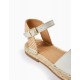 LEATHER AND JUTE SANDALS FOR GIRLS, LIGHT BEIGE