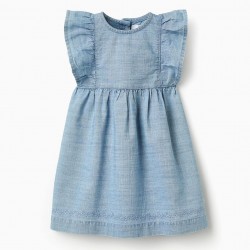 EMBROIDERED DENIM DRESS FOR BABY GIRLS, BLUE