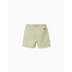 COTTON AND LINEN SHORTS FOR BABY BOYS 'B&S', GREEN