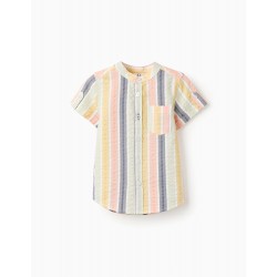 STRIPED COTTON SHIRT FOR BABY BOY 'B&S', MULTICOLOR