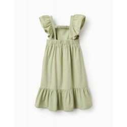COTTON AND LINEN DRESS FOR GIRLS 'B&S', GREEN