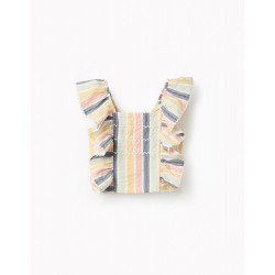 STRIPED TOP WITH RUFFLES FOR GIRLS 'B&S', MULTICOLOUR