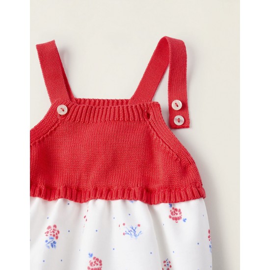 COMBINED NEWBORN JUMPSUIT, RED/WHITE