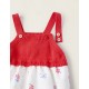 COMBINED NEWBORN JUMPSUIT, RED/WHITE