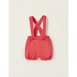 REMOVABLE PIQUÉ STRAP SHORTS FOR NEWBORN, RED