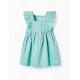 FLORAL COTTON DRESS FOR BABY GIRL, AQUA GREEN