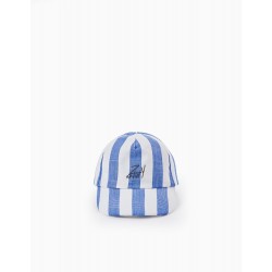 STRIPED CAP FOR BABY BOYS, WHITE/BLUE