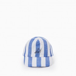 STRIPED CAP FOR BABY BOYS, WHITE/BLUE