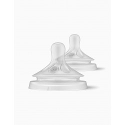 2 PHILIPS AVENT 6M+ FOOD FLOW NATURAL RESPONSE SILICONE TEATS