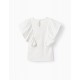 GIRL'S RUFFLED AND LACE T-SHIRT 'B&S', WHITE