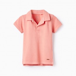 BABY BOY'S BUTTONLESS COTTON POLO SHIRT 'B&S', CORAL