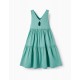 COTTON AND LINEN DRESS FOR GIRL, GREEN