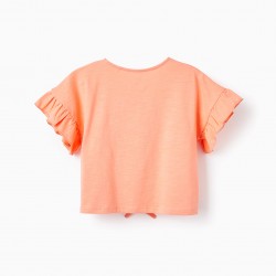 T-SHIRT WITH KNOT IN COTTON FOR GIRL, PEACH