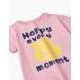GIRL'S COTTON T-SHIRT 'HAPPY EVERY MOMENT', PINK