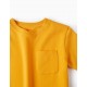 SHORT SLEEVE T-SHIRT IN COTTON PIQUÉ FOR BOYS, YELLOW