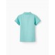 SHORT SLEEVE POLO SHIRT IN COTTON PIQUÉ FOR BABY BOYS, TURQUOISE