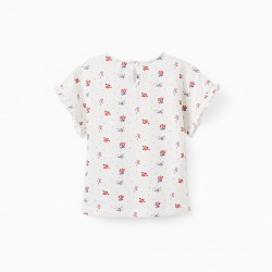 T-SHIRT WITH FLORAL PATTERN FOR GIRL, WHITE
