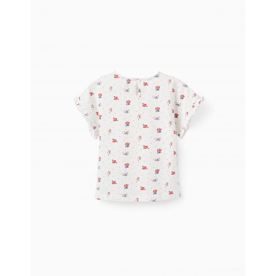 T-SHIRT WITH FLORAL PATTERN FOR GIRL, WHITE