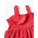 TEXTURED STRAPPY DRESS FOR BABY GIRL, DARK CORAL