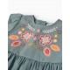 BABY GIRL DRESS WITH EMBROIDERED FLOWERS, GREEN