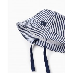 STRIPED HAT FOR BABY AND BOYS, WHITE/DARK BLUE