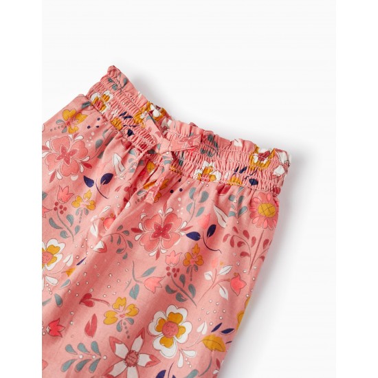 BABY GIRL FLORAL PATTERN PANTS, PINK