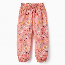 BABY GIRL FLORAL PATTERN PANTS, PINK