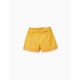 BABY GIRL SHORTS WITH BOW AND EMBROIDERED DETAILS, YELLOW