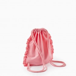 FABRIC BACKPACK WITH SEQUINS FOR BABY GIRL, PINK