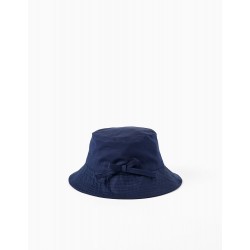 TWILL HAT WITH BOW FOR BABY AND GIRL, DARK BLUE