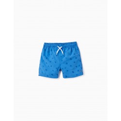 EMBROIDERED PATTERN SWIM SHORTS FOR BOYS, BLUE