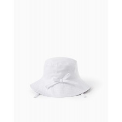 TWILL HAT WITH BOW FOR BABY AND GIRL, WHITE