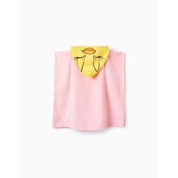HOODED BEACH PONCHO FOR GIRLS 'TWEETY', PINK/YELLOW