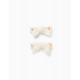 HOOK WITH BOW WITH ENGLISH EMBROIDERY FOR BABY AND GIRL, WHITE/ORANGE