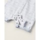 SHORT SLEEVE JUMPSUIT FOR NEWBORN 'SWALLOWS', WHITE/BLUE/GREEN