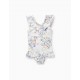 UPF 80 BABY GIRL 'YOU&ME' SWIMSUIT WITH FLOWERS, WHITE