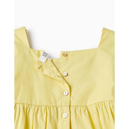 TEXTURED COTTON DRESS FOR GIRL, YELLOW