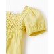 TEXTURED COTTON DRESS FOR GIRL, YELLOW