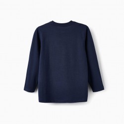 PACK OF 2 LONG SLEEVE T-SHIRTS FOR BOYS, DARK BLUE