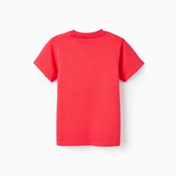 PACK 2 SHORT SLEEVE T-SHIRTS FOR BOYS, RED/WHITE