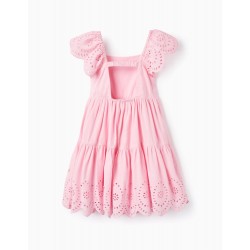 COTTON DRESS WITH ENGLISH EMBROIDERY FOR GIRLS, PINK