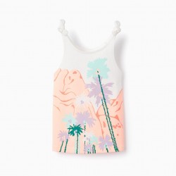 COTTON TOP WITH PRINT FOR GIRLS 'PALM TREES', MULTICOLOUR