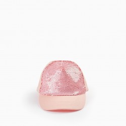 COTTON SEQUINED CAP FOR GIRL, PINK