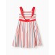 STRIPED STRAPPY DRESS FOR GIRLS, WHITE/RED/BLUE